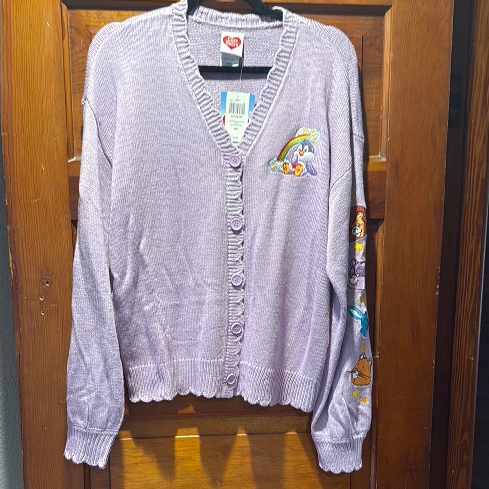 Care Bears Lavender V-Neck Cardigan with Embroidered Detail